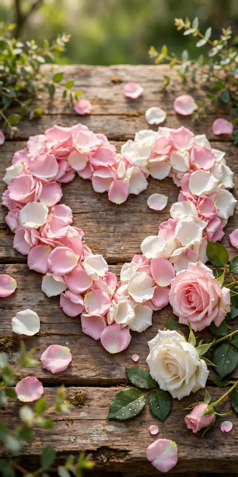 Herz aus Rosenblättern zum Muttertag