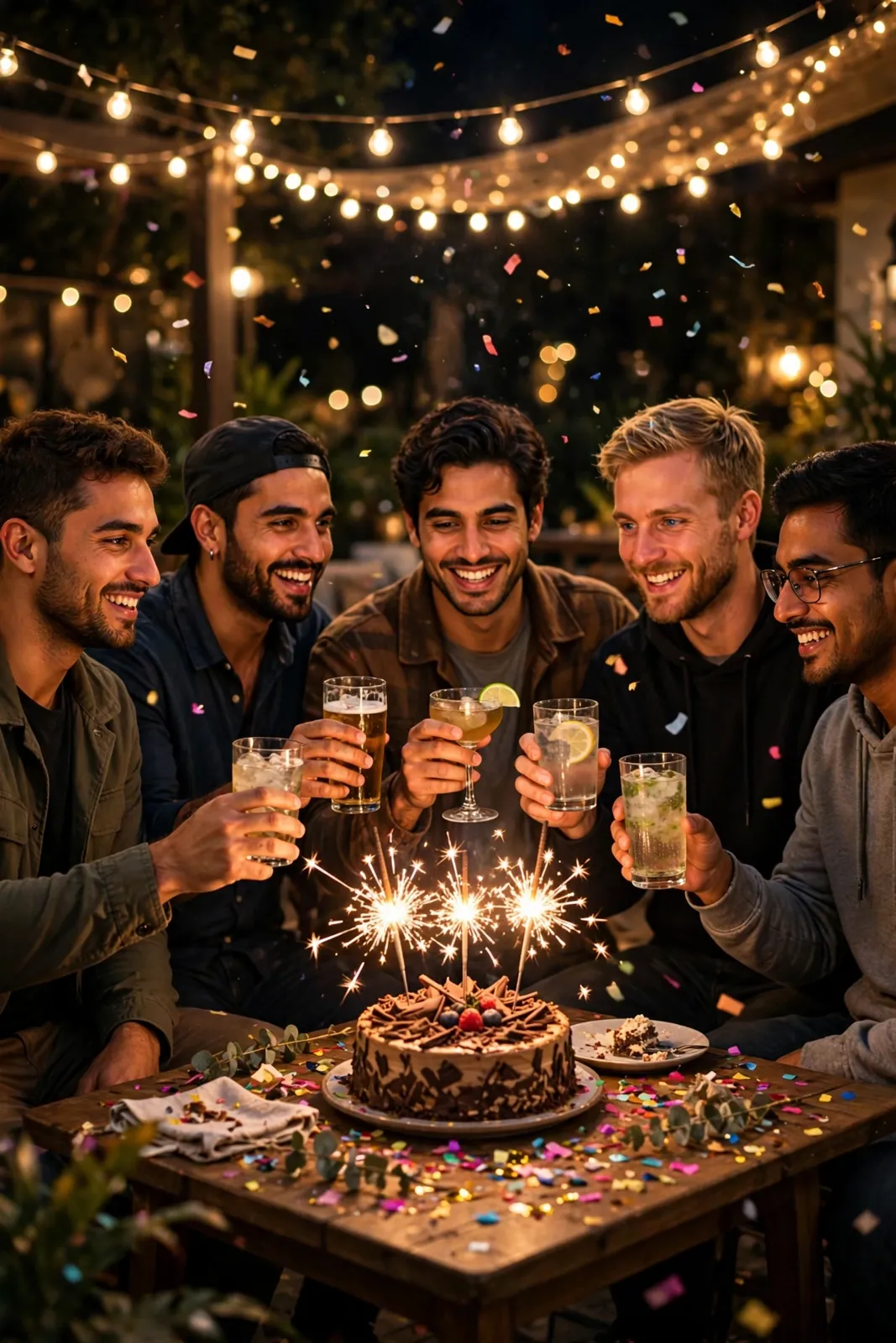 geburtstagswünsche für männer – Geburtstagsfeier mit Torte und Luftballons für einen Mann