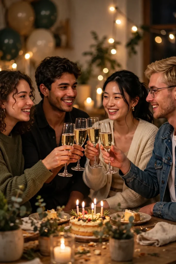 Schöne Geburtstagswünsche – festlich gedeckter Tisch mit Blumen