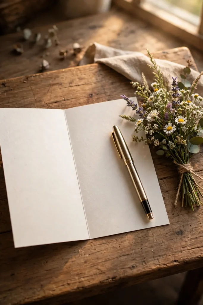 Vatertag Wünsche: Handgeschriebene Karte mit Füller und Blumen